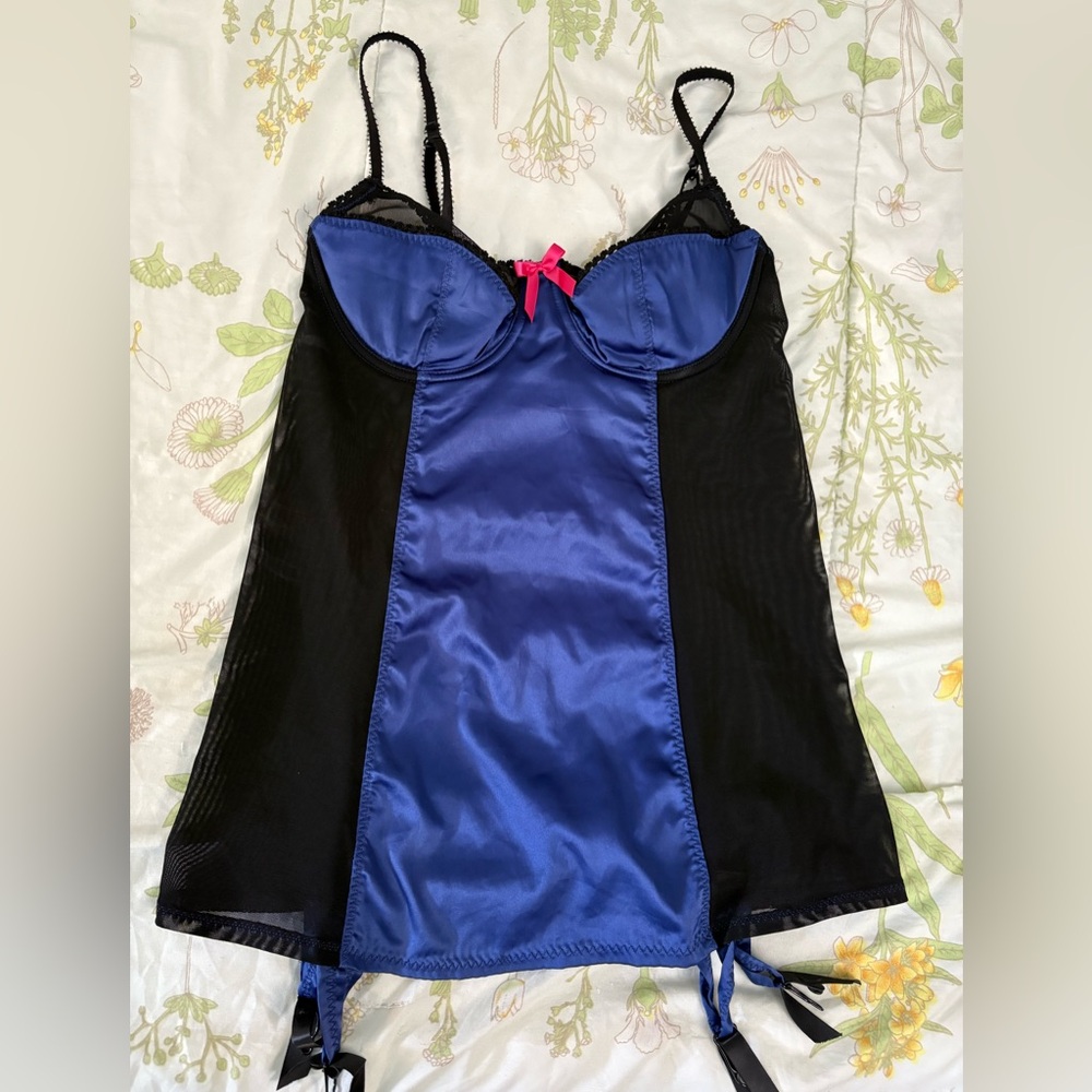 Victoria's Secret Black and Blue Lingerie Top
